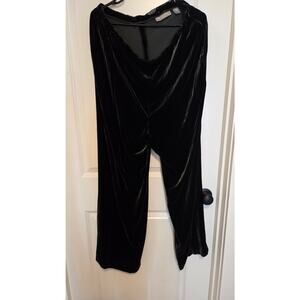 Kate Hill Black Velvet Silk Blend Pants Women's Size 16 Elastic Waist